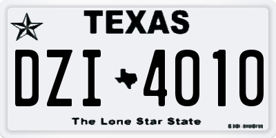 TX license plate DZI4010