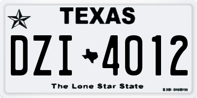 TX license plate DZI4012
