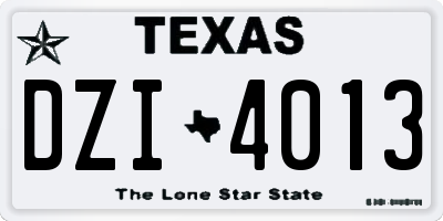 TX license plate DZI4013