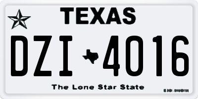 TX license plate DZI4016