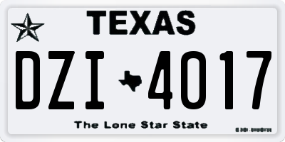 TX license plate DZI4017