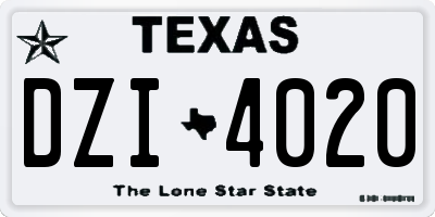 TX license plate DZI4020