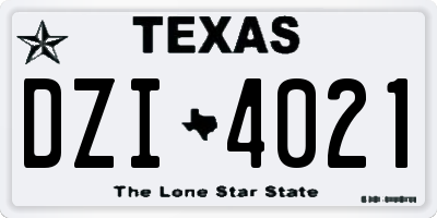TX license plate DZI4021
