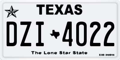 TX license plate DZI4022