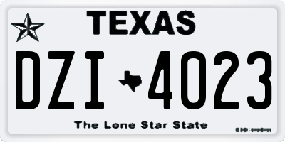 TX license plate DZI4023