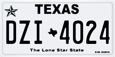 TX license plate DZI4024