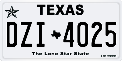TX license plate DZI4025