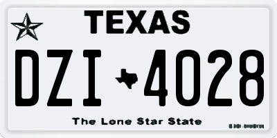 TX license plate DZI4028