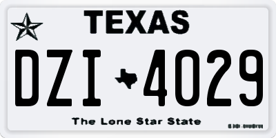 TX license plate DZI4029