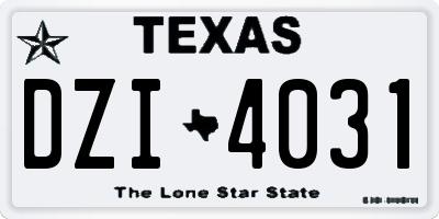 TX license plate DZI4031