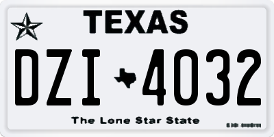 TX license plate DZI4032