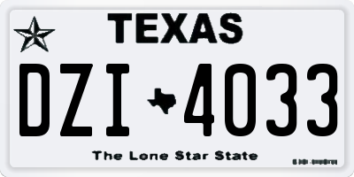 TX license plate DZI4033