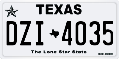 TX license plate DZI4035