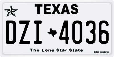 TX license plate DZI4036
