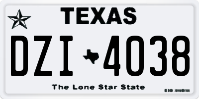 TX license plate DZI4038