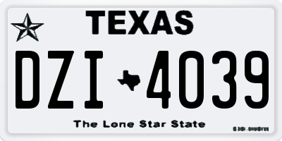 TX license plate DZI4039