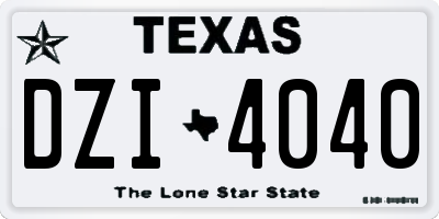 TX license plate DZI4040