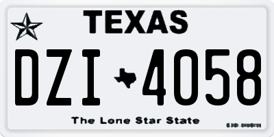 TX license plate DZI4058
