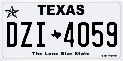 TX license plate DZI4059