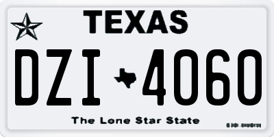 TX license plate DZI4060