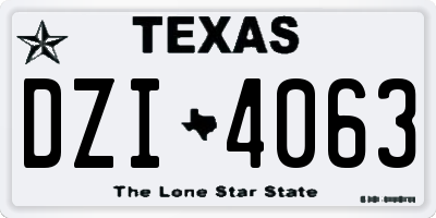 TX license plate DZI4063