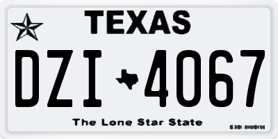 TX license plate DZI4067