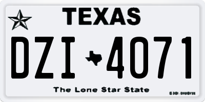 TX license plate DZI4071