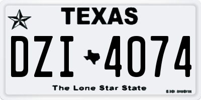 TX license plate DZI4074