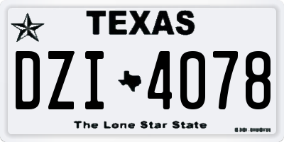 TX license plate DZI4078