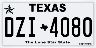TX license plate DZI4080