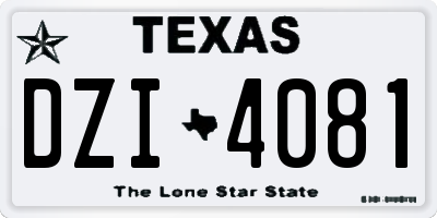 TX license plate DZI4081