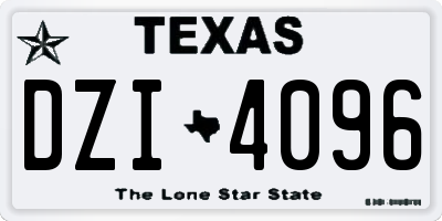 TX license plate DZI4096