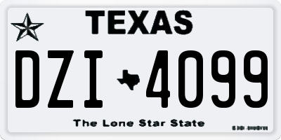 TX license plate DZI4099