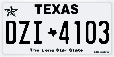 TX license plate DZI4103