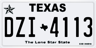 TX license plate DZI4113