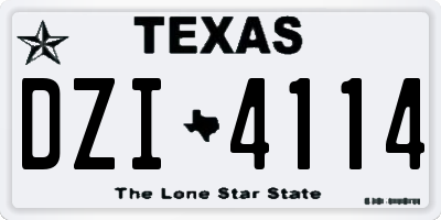 TX license plate DZI4114