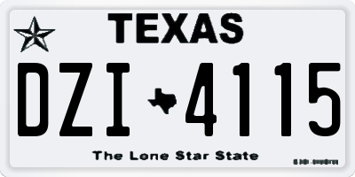 TX license plate DZI4115