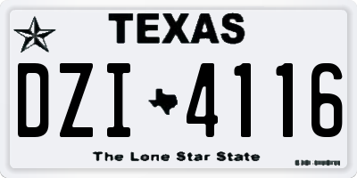 TX license plate DZI4116