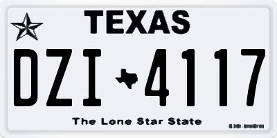 TX license plate DZI4117