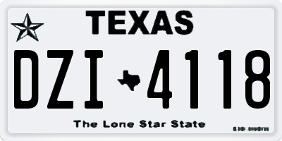TX license plate DZI4118