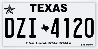 TX license plate DZI4120