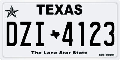 TX license plate DZI4123