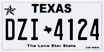 TX license plate DZI4124