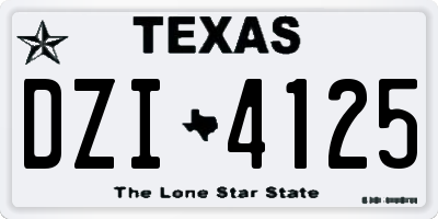TX license plate DZI4125