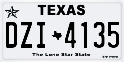 TX license plate DZI4135