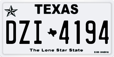TX license plate DZI4194