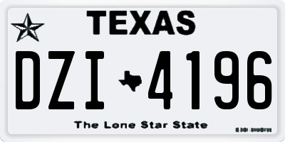 TX license plate DZI4196