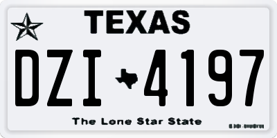 TX license plate DZI4197