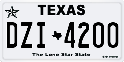 TX license plate DZI4200