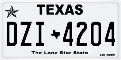 TX license plate DZI4204